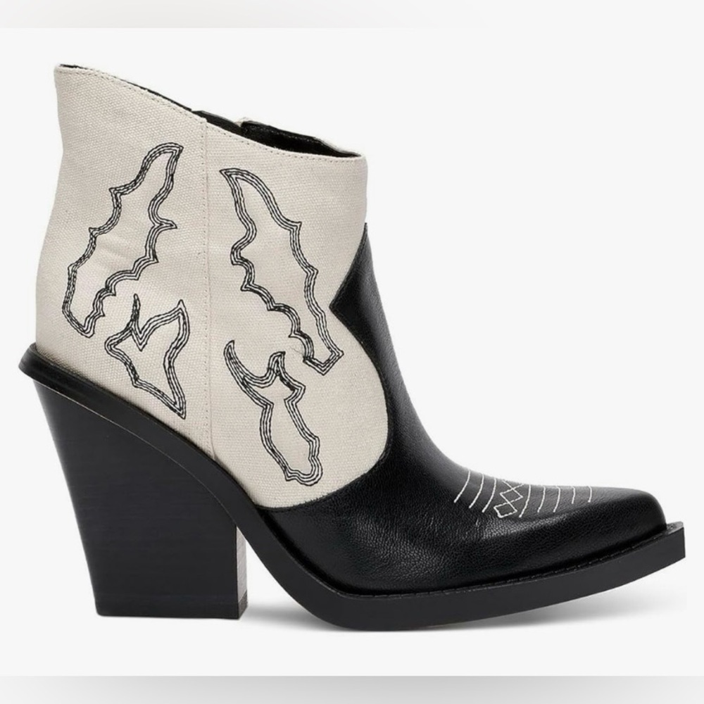Jessica Simpson Black and Cream Ankle Boots